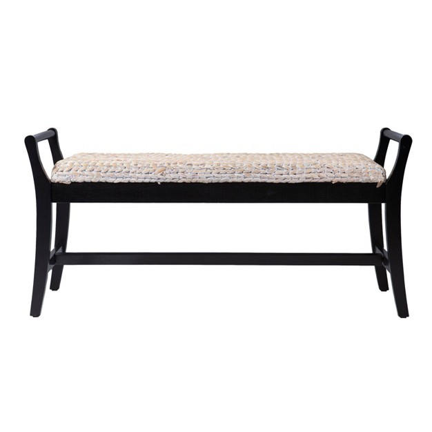 Water Hyacinth Bench Whitewashed black Aiden Lane