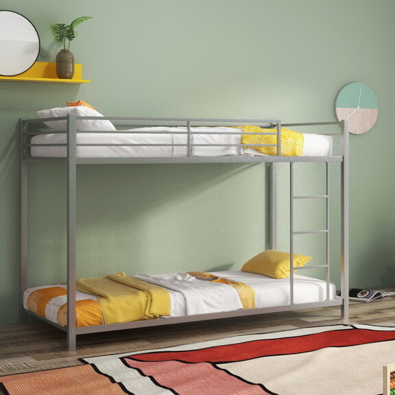 Costway Low Profile Twin Over Twin Metal Bunk Bed ...