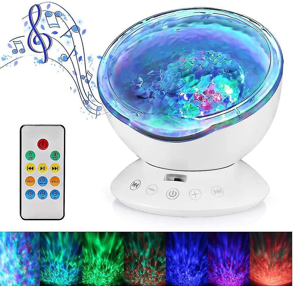 Ocean Wave Projector， 12 Led Remote Control Underwater Projectors， 7 Color Changing Music