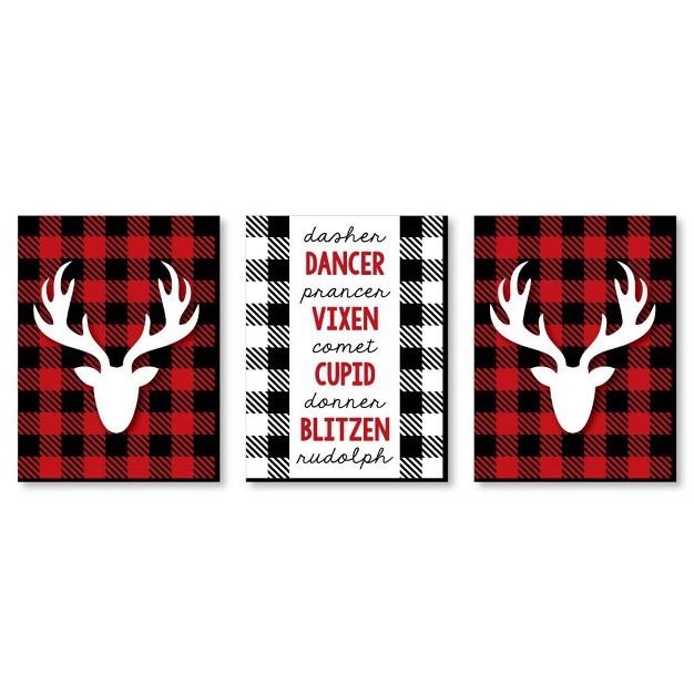 Big Dot Of Happiness Prancing Plaid Reindeer Wall Art And Buffalo Plaid Christmas Decor 7 5 X 10 Set Of 3 Prints