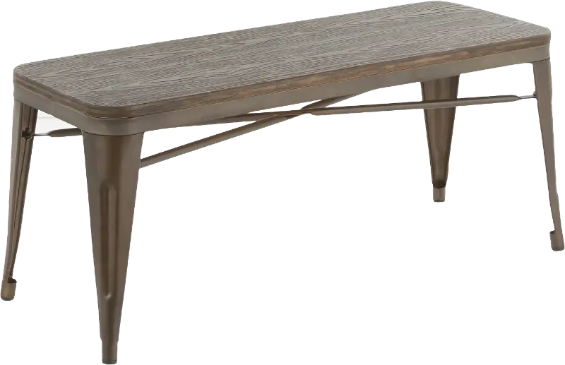 Oregon Brown Metal Dining Room Bench