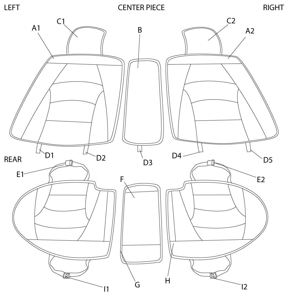 FH Group Ultra Comfort High Grade Leather Seat Covers For Car Truck SUV Van - Rear Set