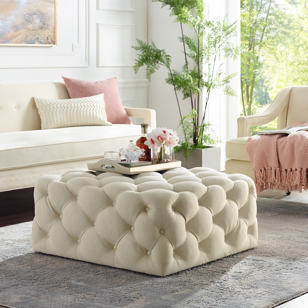 Gordon Diamond Tufted Square Shape Cocktail Ottoman