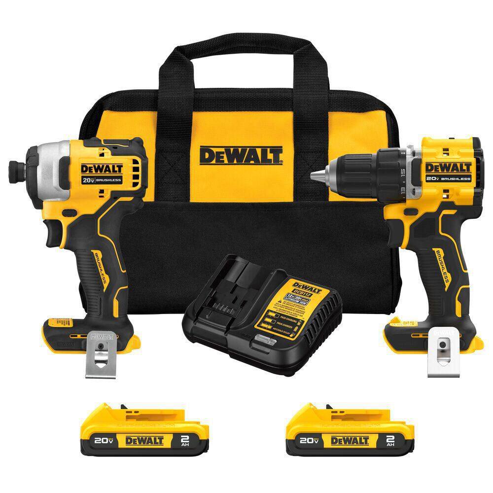 DEWALT DCK225D2 ATOMIC 20-Volt MAX Lithium-Ion Cordless Combo Kit (2-Tool) with (2) 2.0Ah Batteries， Charger and Bag