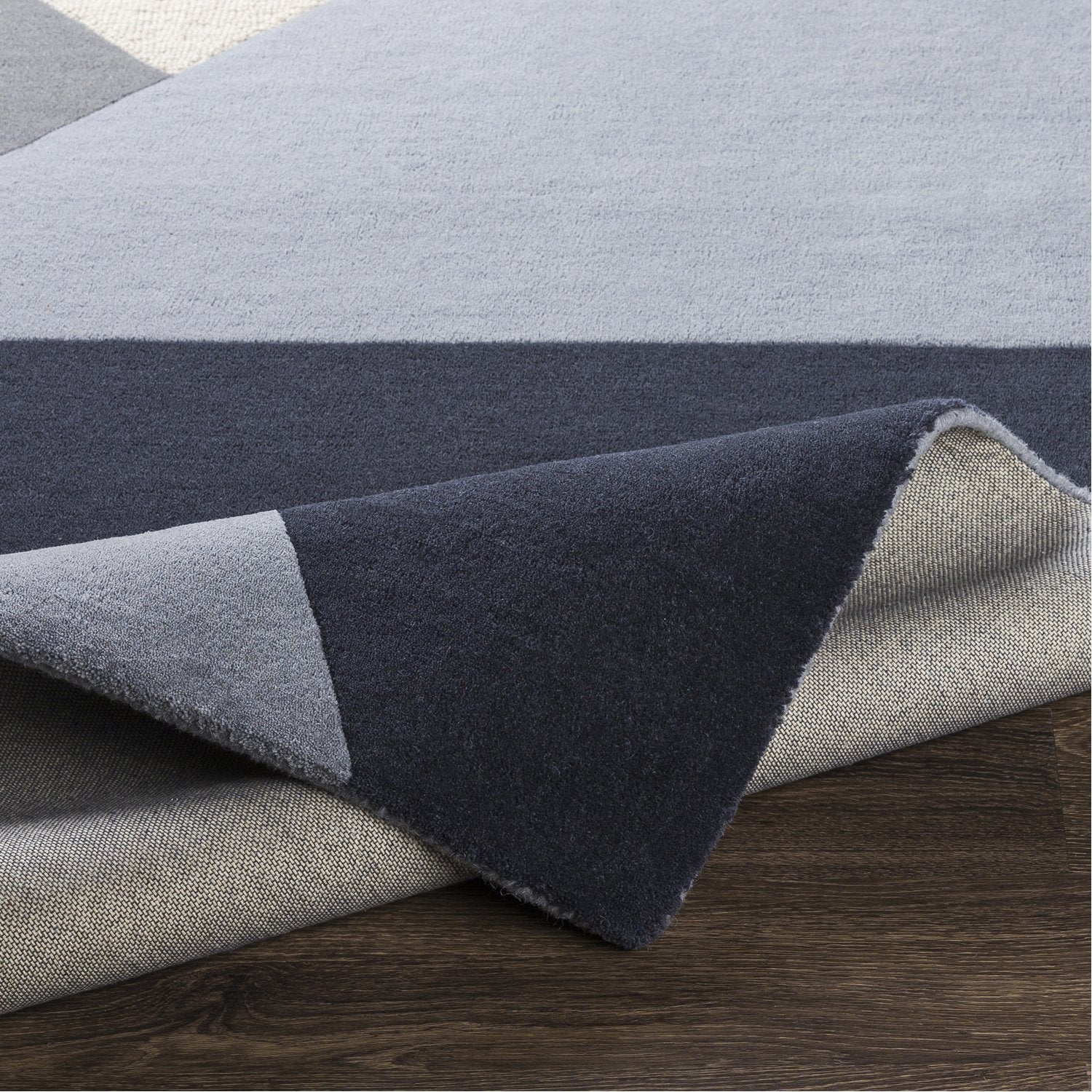 Kennedy Hand Tufted Rug in Navy, Taupe, Black