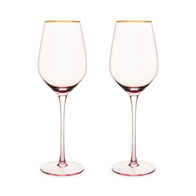 Twine Rose Wine Glasses Gold Rimmed Set Of 2