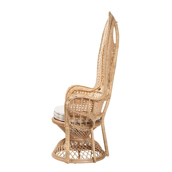 Ediva Modern Bohemian Natural Brown Rattan Peacock Accent Chair