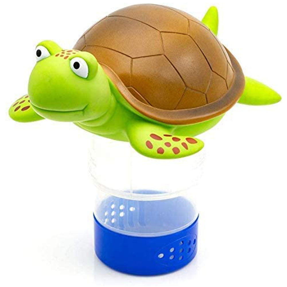 WWD POOL Chlorine Dispenser Animal Floating Pool Chlorine Floater for Chemical Tablets Fits 3" Tabs Bromine Holder Turtle Design