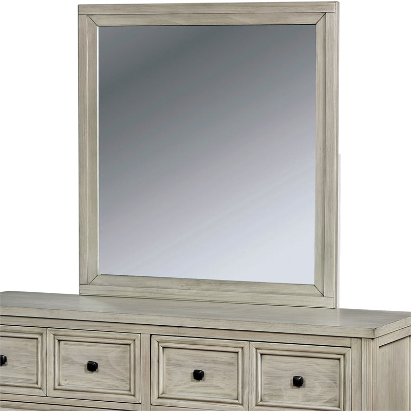 Furniture of America Jexter Wood 2-Piece Dresser and Mirror in Antique White