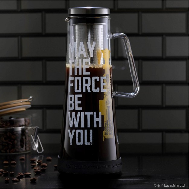 Star Wars Force Cold Brew Iced Coffee Maker 32 Oz Non slip Silicone Base Glass Pitcher