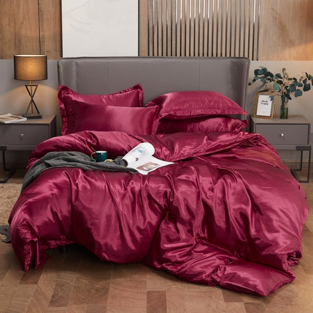 Bedding Set Solid Color Luxury Bedding Kit Rayon Satin Duvet Cover Set Twin Queen King Size Bed Set 2pcs/3pcs/4pcs - Bedding Set