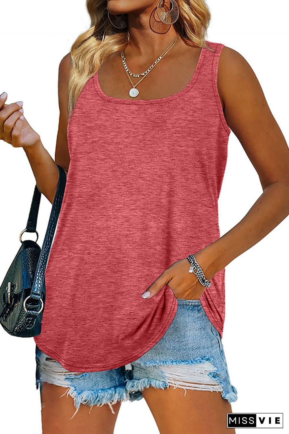 Plain Square Neck Jersey Tank Top