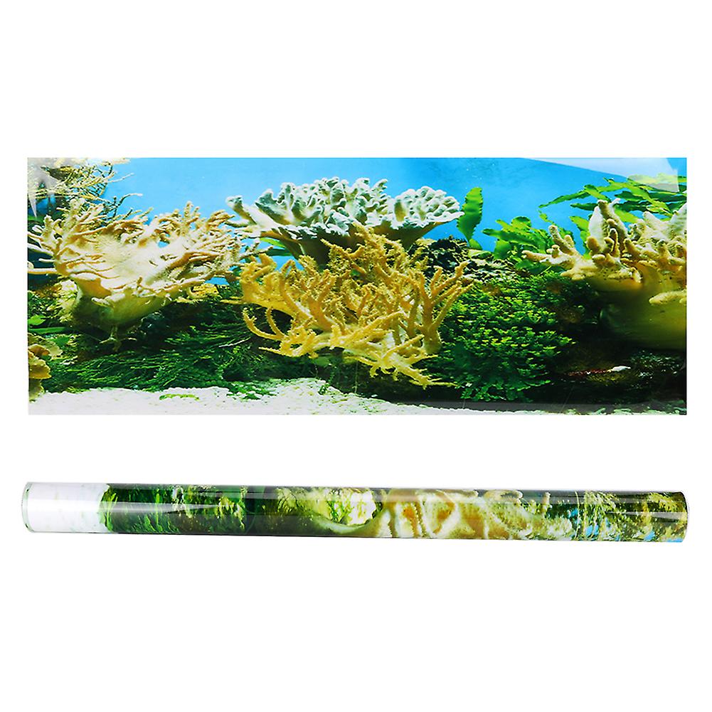 Pvc Adhesive Water Plants Coral Pattern Aquarium Background Poster Sticker Fish Tank Decoration122x50cm