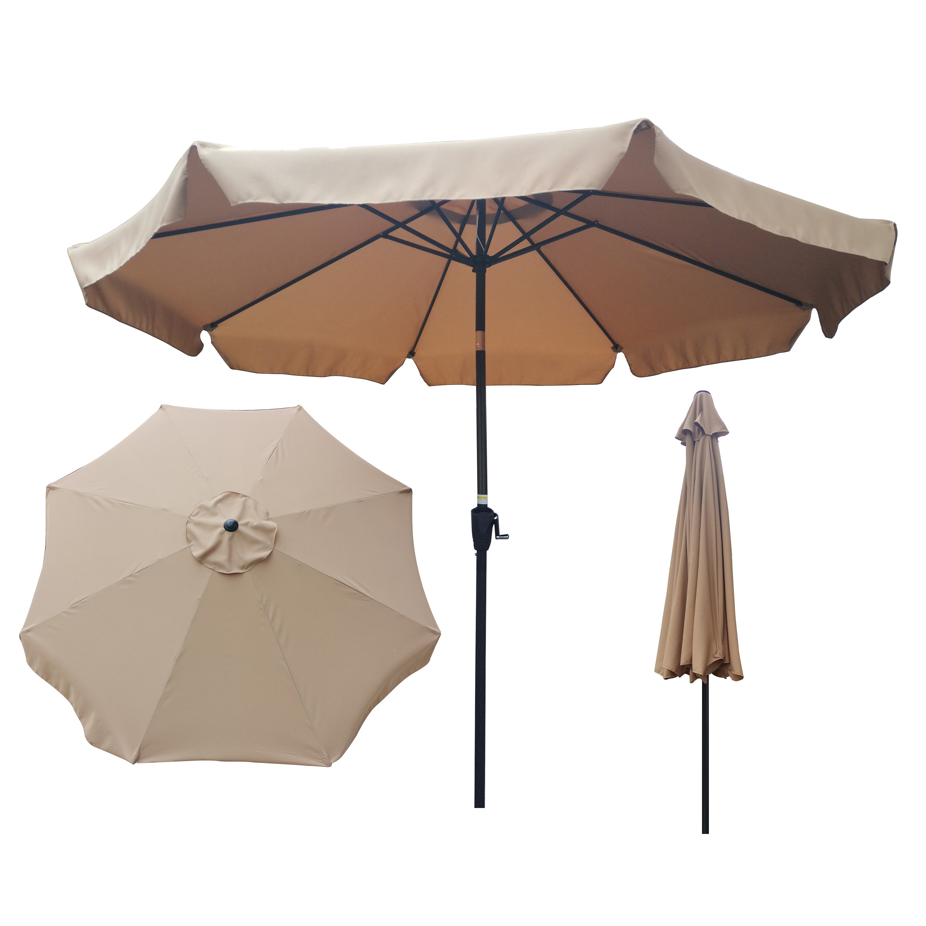 10 ft Patio Umbrella Market Table Round Umbrella Outdoor Garden Market Umbrellas with Crank and Push Button Tilt for Garden Deck Backyard Pool Shade Outside Deck