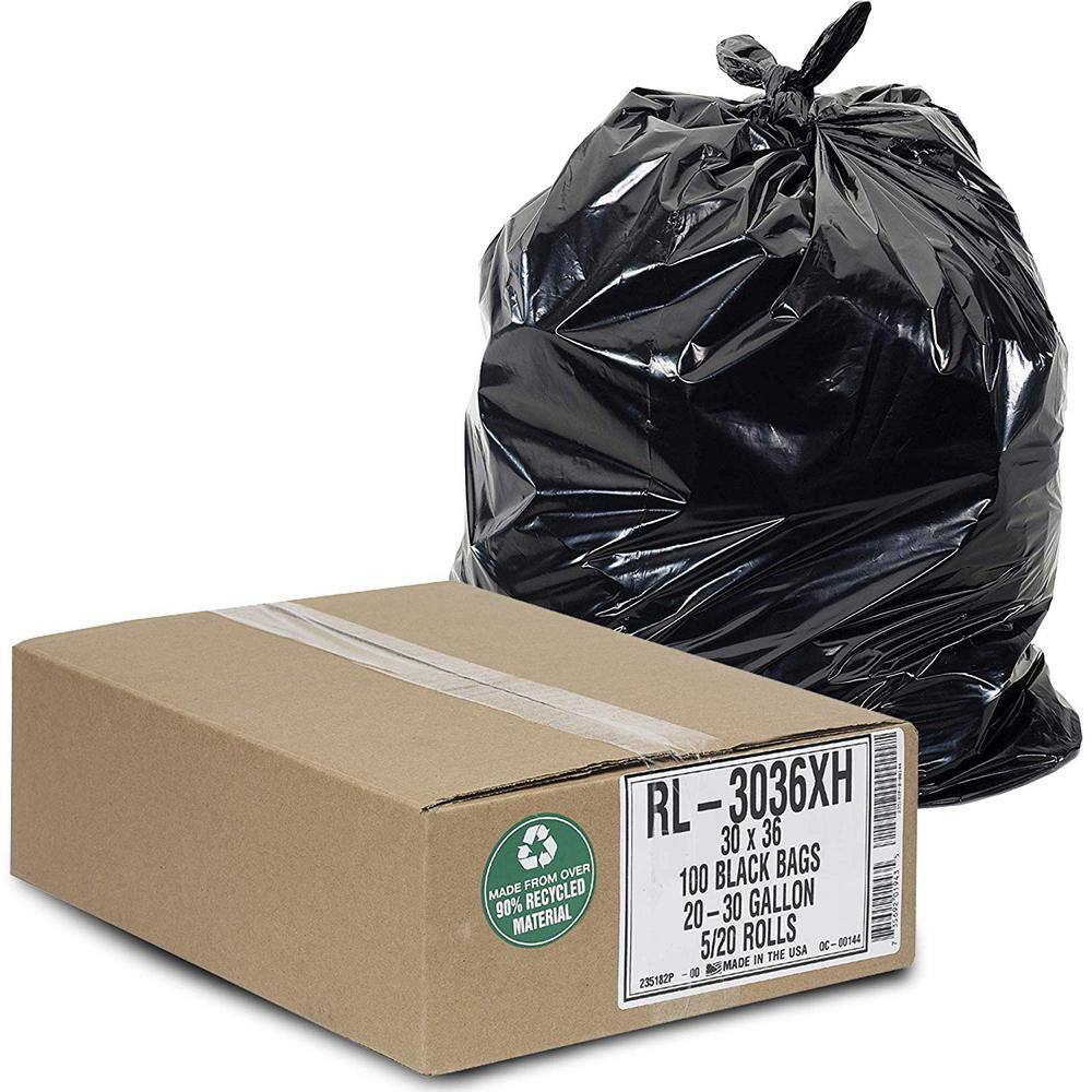 Aluf Plastics 20 Gal. to 30 Gal. 30 in. x 36 in. 1.5 mil (eq) Black Trash Can Liners Bags (100-Count) RL-3036XH