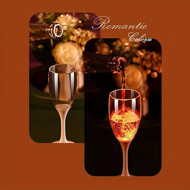 LED Glowing Light-Up Goblet Food Grade Plastic Light-Up When You Pour Water for Wedding Birthday Party Glow Wine Glass Cup