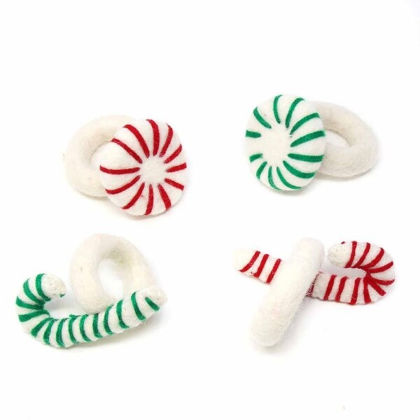 Handmade Felt Christmas Napkin Ring，Set of 4 (Nepal)