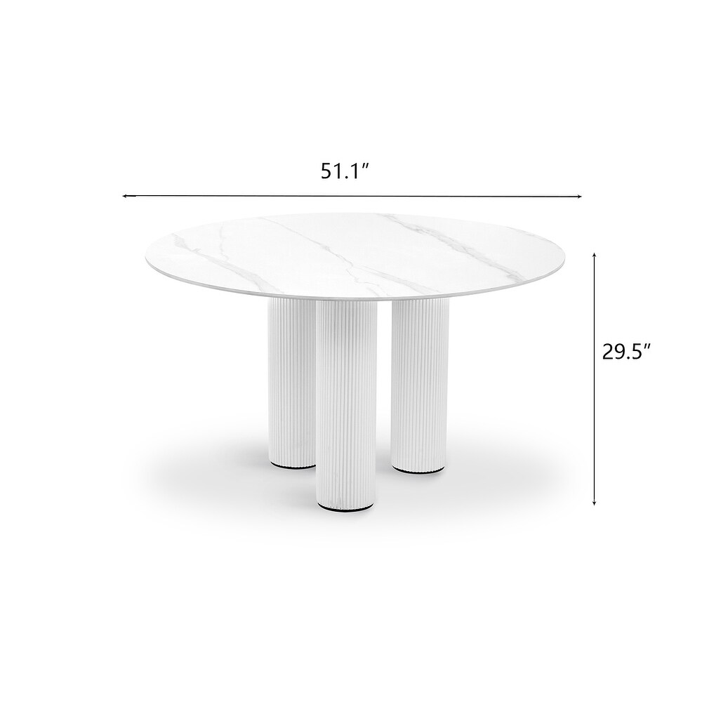 Modern Minimalist Round Matte Sintered Stone Dining Table