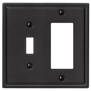 AMERELLE Moderne Wallplate 1-Toggle1-Rocker Steel Matte Black (1-Pack) 148TRMB