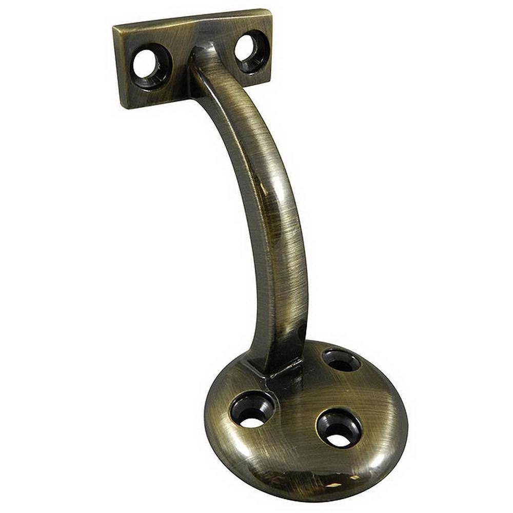 Onward 3-18 in. (80 mm) Antique Brass General-Duty Zamak Handrail Bracket for Flat Bottom Handrail 22820ABV