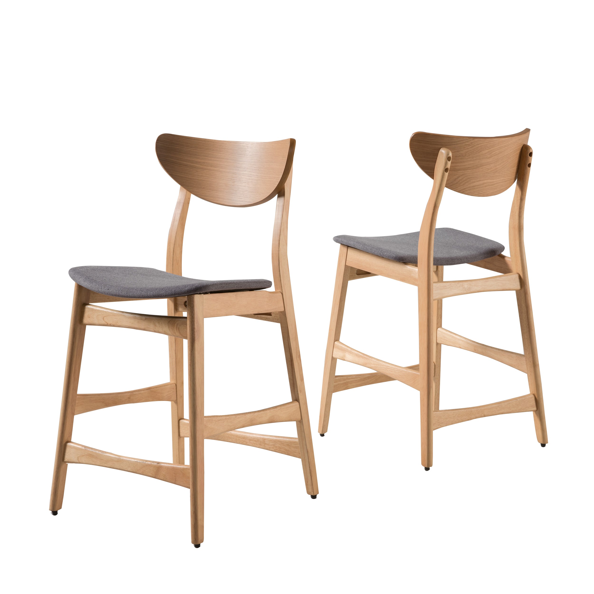 Molle Oak Finish Mid Century Design 24-Inch Counter Stools (Set of 2)