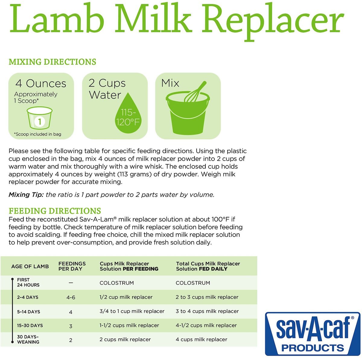 Sav-A-Caf Sav-A-Lam Sheep Milk Replacer