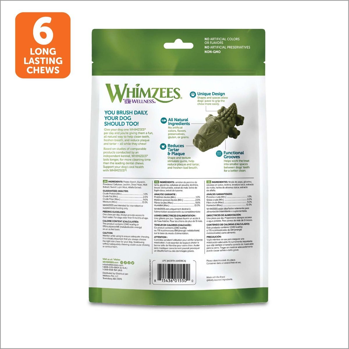 WHIMZEES Alligator Grain-Free Dental Dog Treats