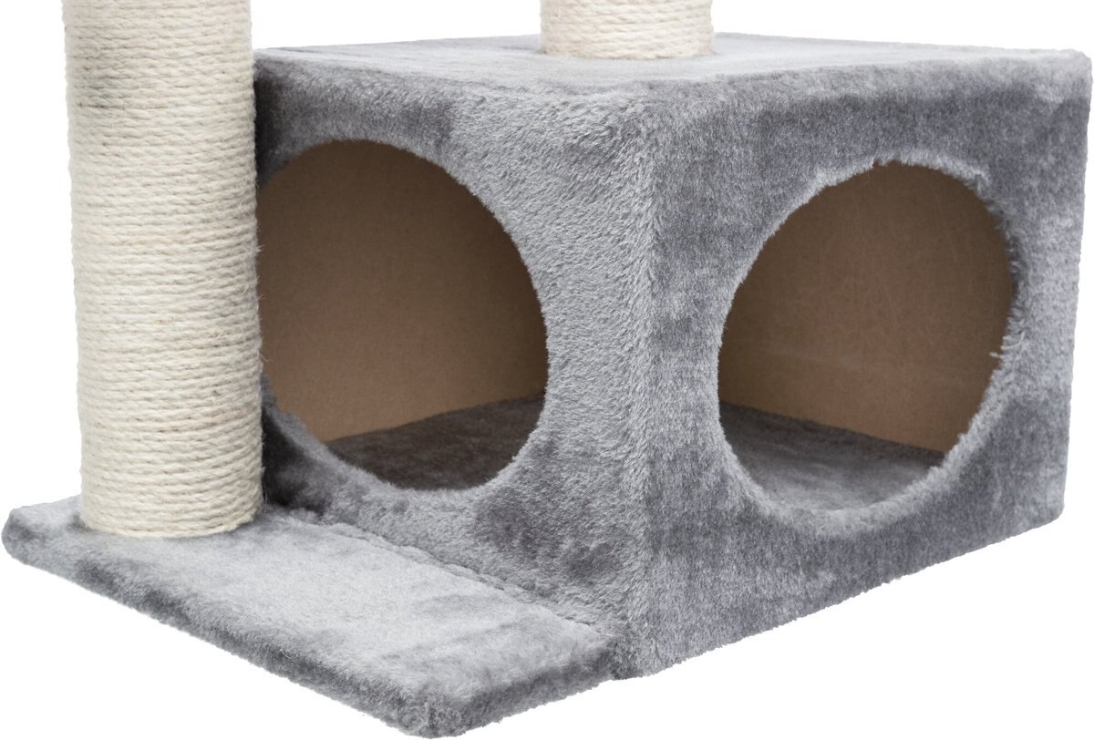 TRIXIE Valencia 28-in Plush Cat Tree and Scratching Post with Condo and Cat Toy