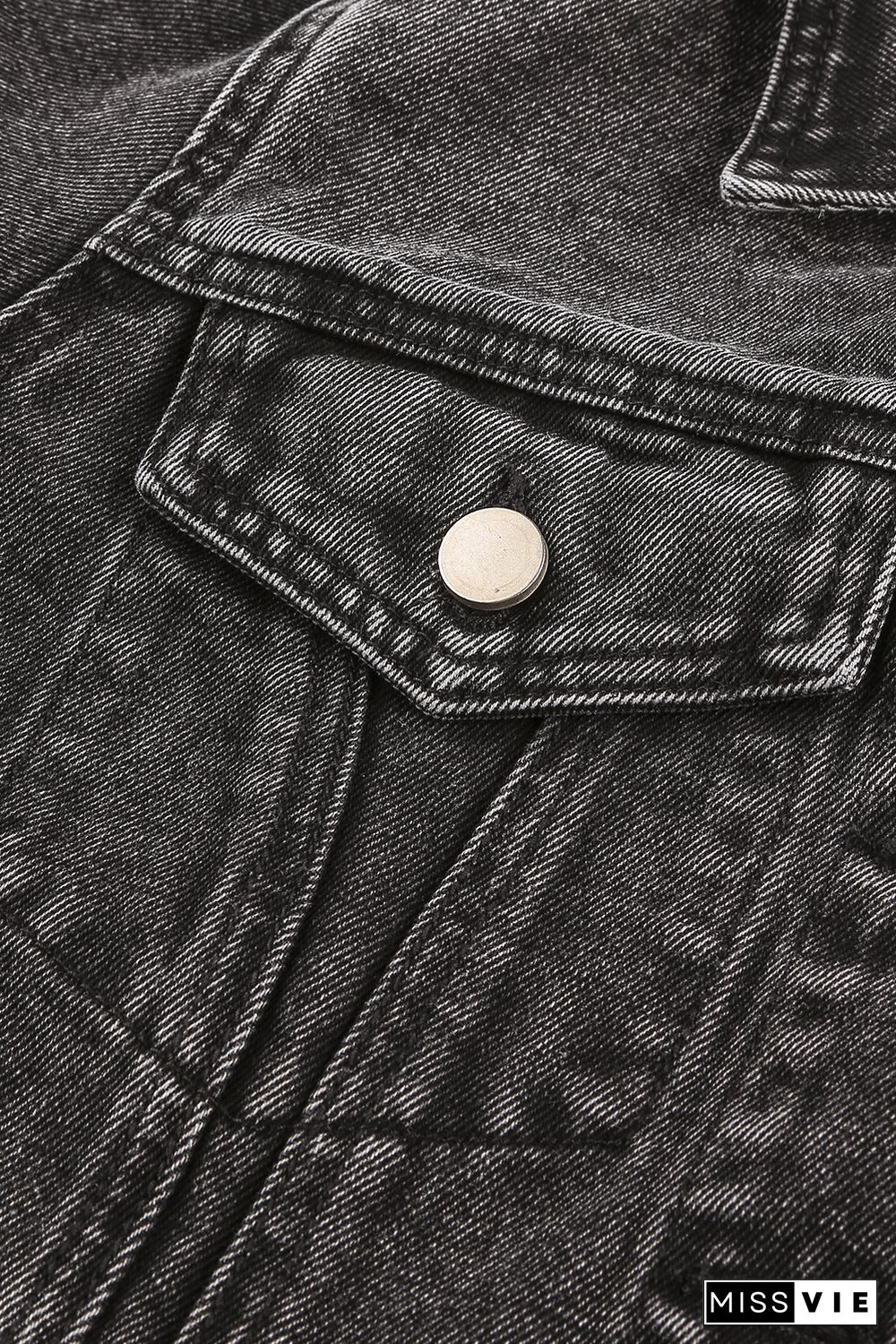 Gray Wash Button Pocket Denim Jacket