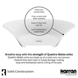 Karran Quattro 25 in. Matte White Acrylic Rectangular Vessel Sink QM170WH