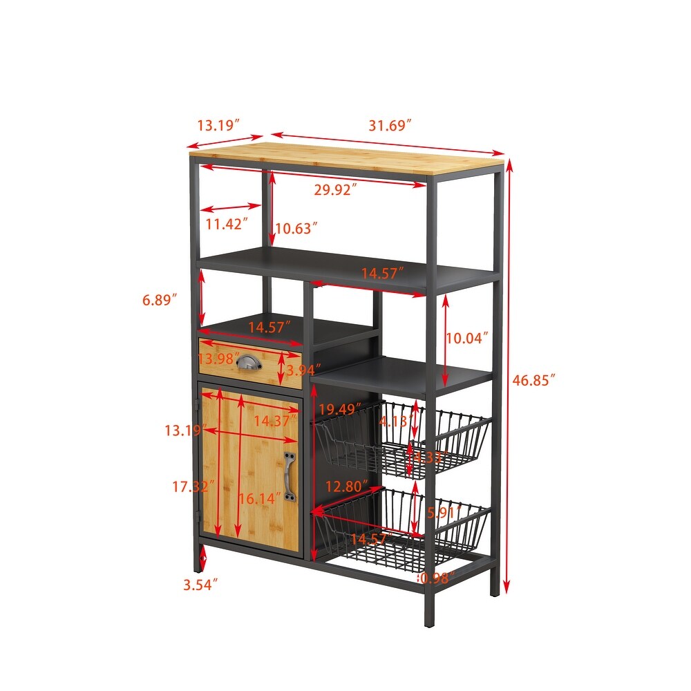 Storage Rack with Drawer Cabinet and 2 Baskets