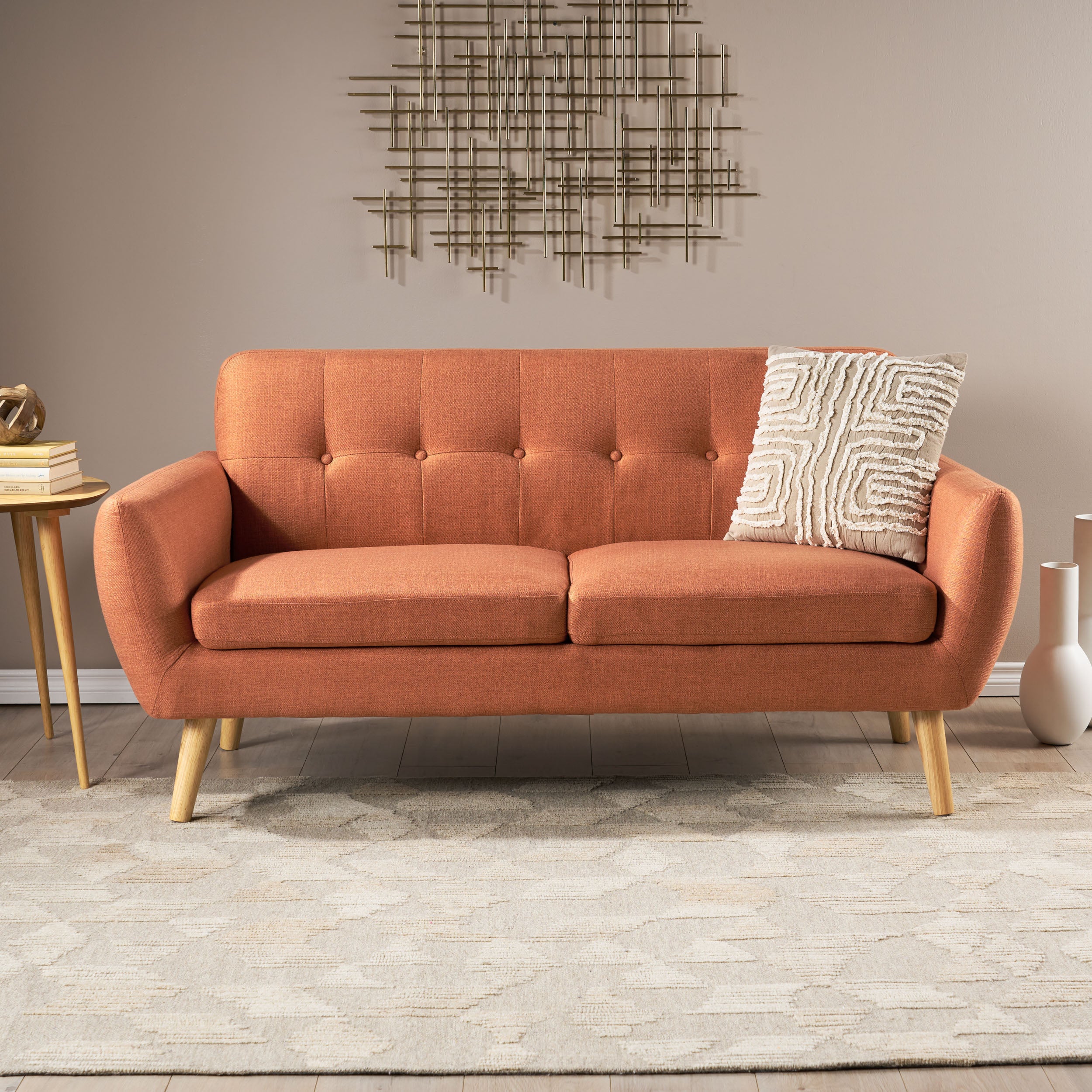 Joseline Mid Century Modern Petite Fabric Love Seat