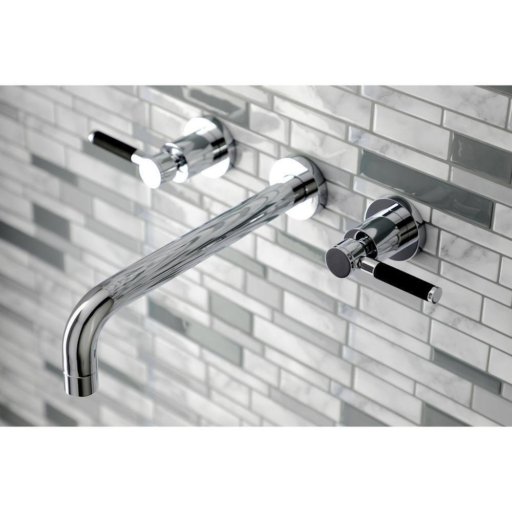 Kingston Brass Kaiser 2-Handle Wall Mount Bathroom Faucet in Polished Chrome HKS8021DKL