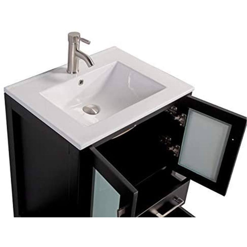 Vanity Art Brescia 30 in. W x 18 in. D x 36 in. H Bath Vanity In Espresso with Vanity Top in White with White Basin and Mirror VA3030-E