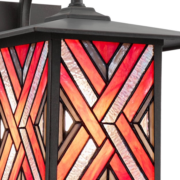 Stained Glass 1 light Geometric Bronze Outdoor Lantern Wall Sconce River Of Goods