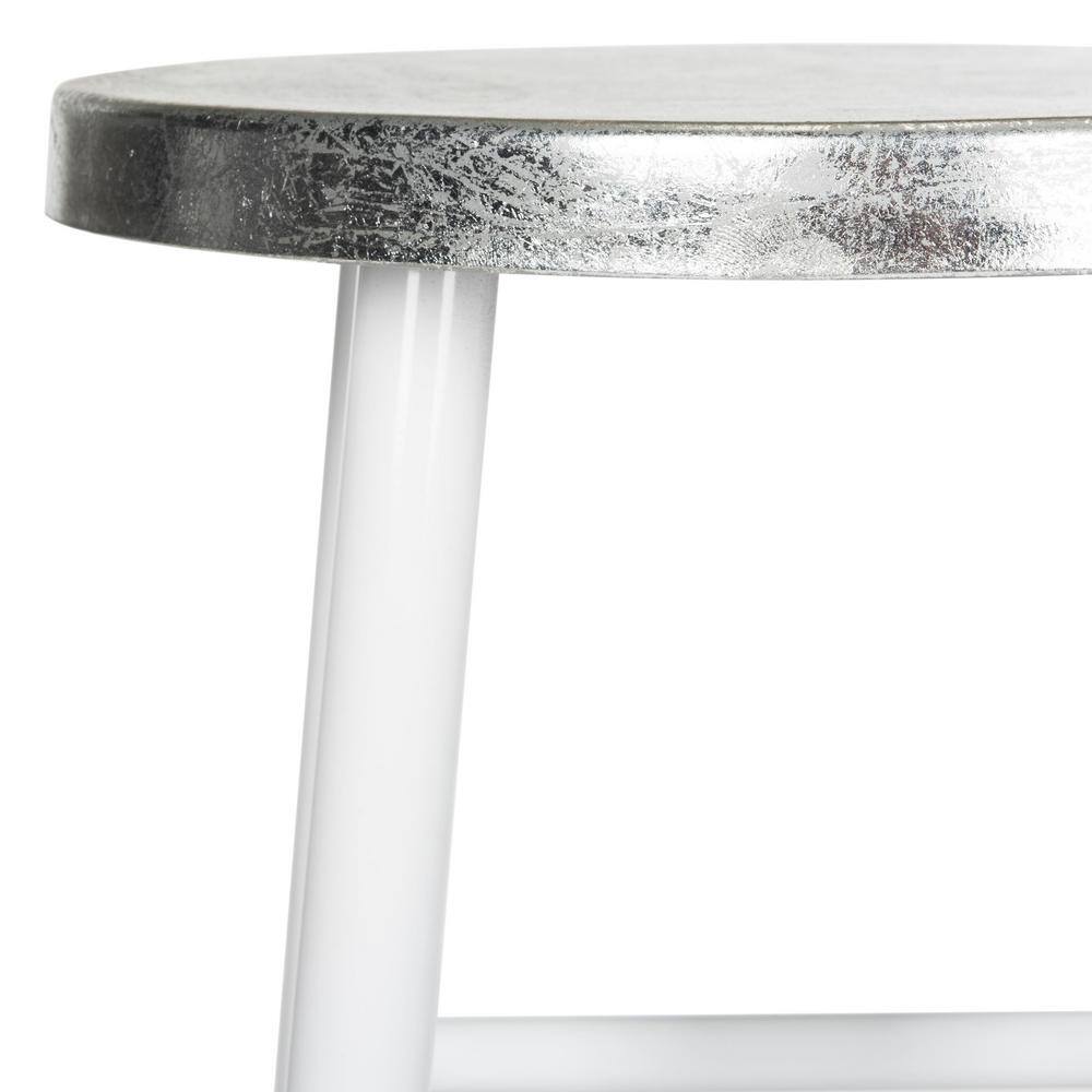 SAFAVIEH Kenzie 30 in. White/Silver Dipped Bar Stool FOX3212B