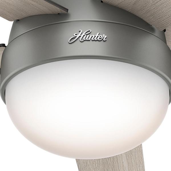 Hunter 59270 Anslee Low Profile Matte Silver Ceiling Fan With Light， 46