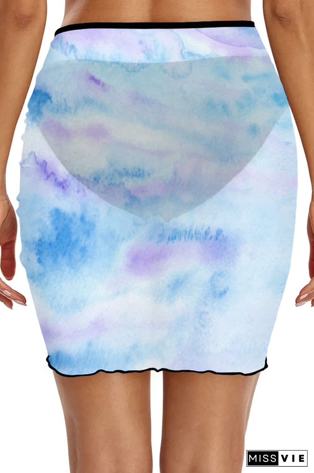 Gradient Tie Dye Ruched Beach Skirt