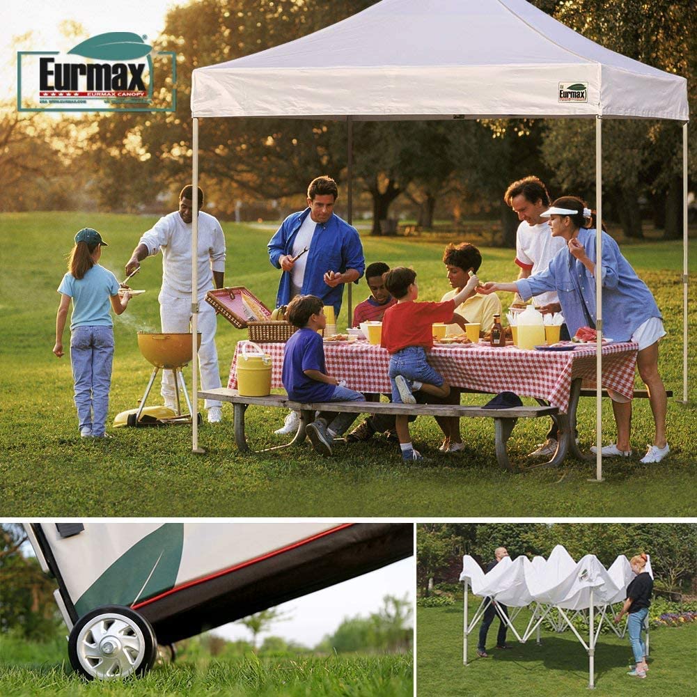 Eurmax 8x12 Ez Pop up Canopy Tent White Commercial Tent（60LBS,8x12FT）