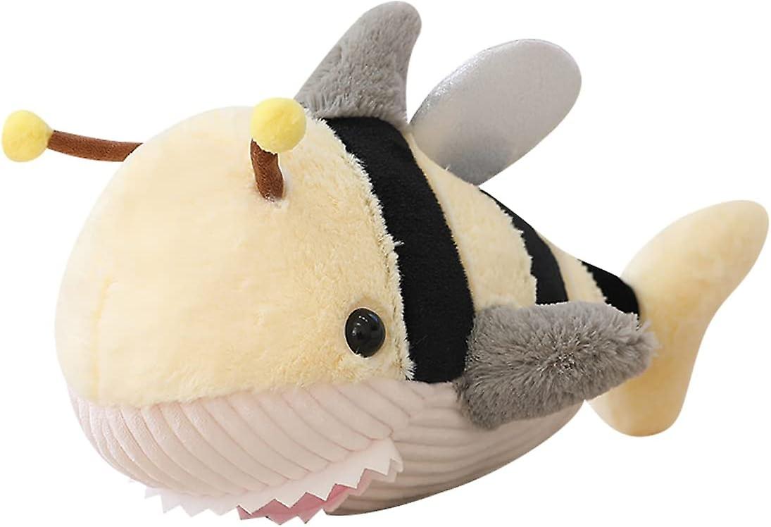 Cute Bumblebee Shark Stuffed Ocean Toy Soft Yellow Bee Shark Plush Japanese Anime Lifelike Shark Dolls Plushie Honeybee Shark  17.7''(only For Age 14+