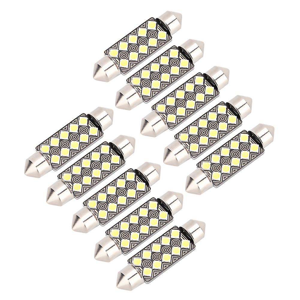 10pcs Festoon-3030 41mm 10smd Super Bright Led Dome Lights License Plate Lamp Roof Light Bulbs