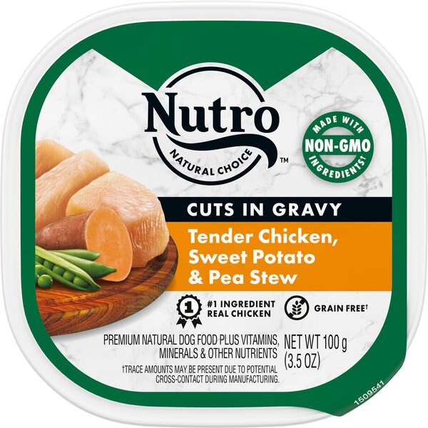 Nutro Grain-Free Tender Chicken， Sweet Potato and Pea Stew Cuts in Gravy Adult Dog Food Trays