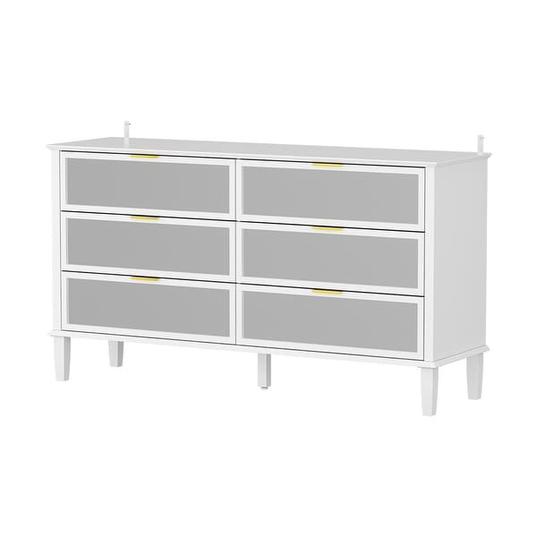 Mirrored Dresser with 6 Storage Drawer Modern Accent Cabinet Console