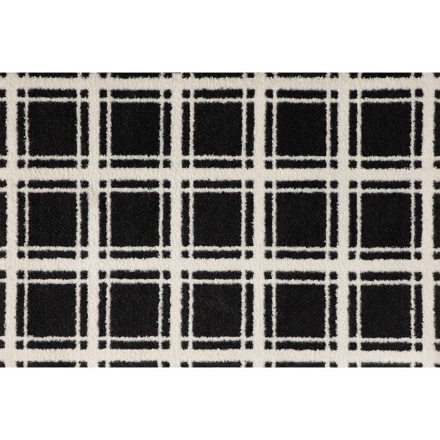 2 x27 x3 x27 Colorstar Prairie Grid Door Mat Black Bungalow Flooring