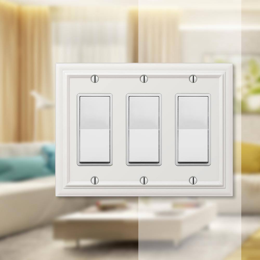 AMERELLE Continental 3 Gang Rocker Metal Wall Plate - White 94RRRW