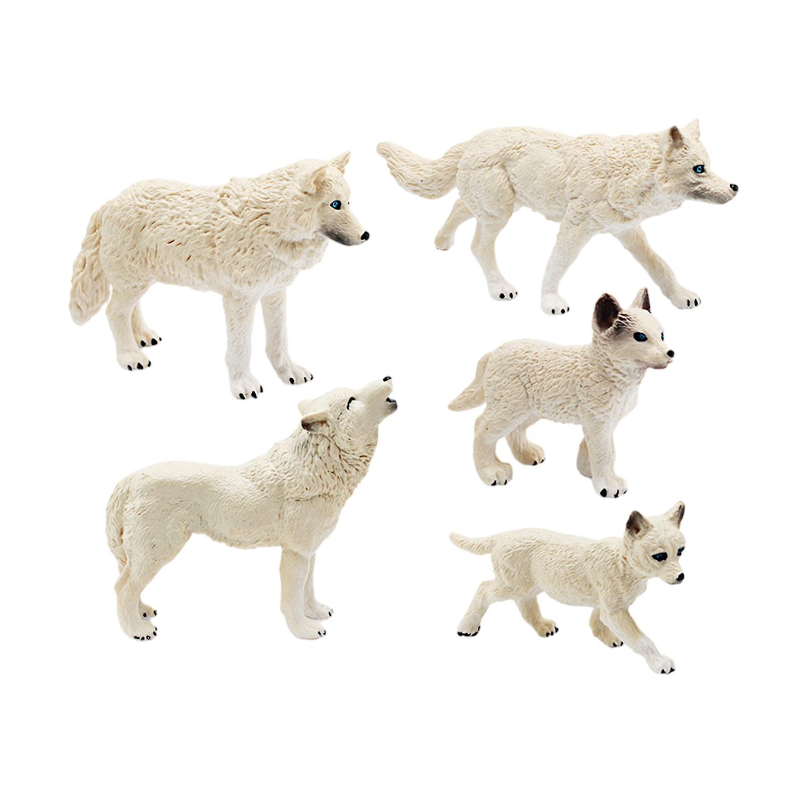 5pcs Wolf Toy Figurines Wolf Playset Model For Xmas Present Educational Toys