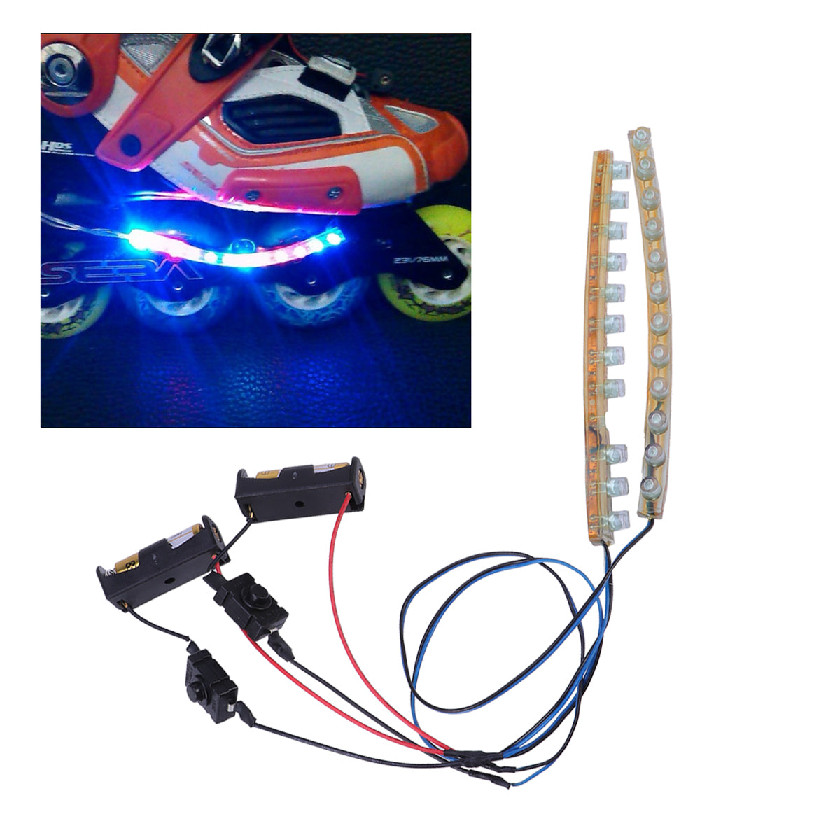 NICEXMAS 2pcs 12cm LED Light Bar for Roller Inline Roller Skates (Blue Light)