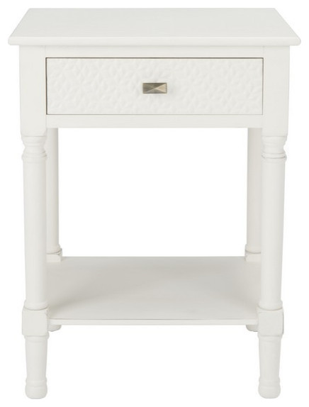 Dalton 1 Drawer Accent Table  Distressed White   Traditional   Side Tables And End Tables   by Rustic Home Furniture Deco  Houzz