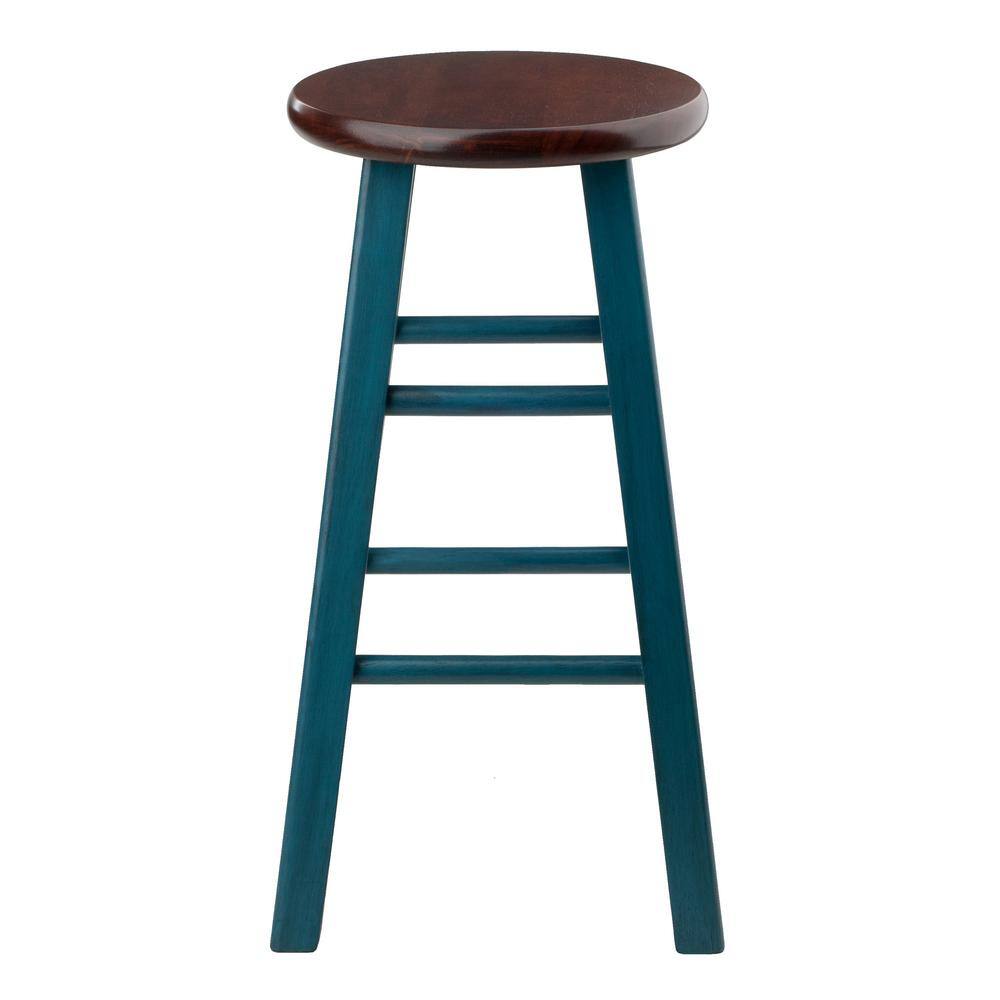 WINSOME WOOD Ivy 24 in. Rustic Teal and Walnut Counter Stool 62224