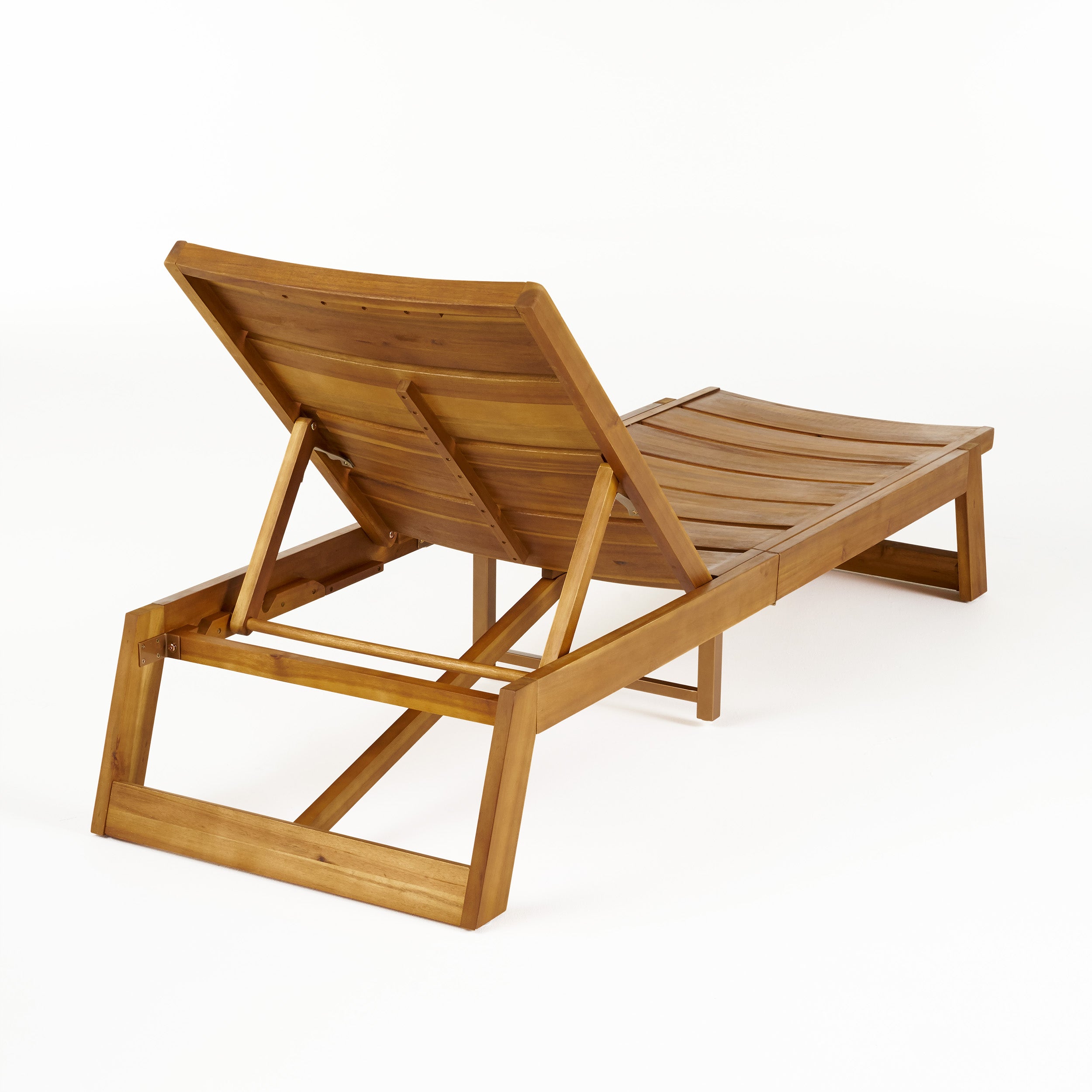 Emileigh Outdoor Acacia Wood Chaise 2 Piece Lounge